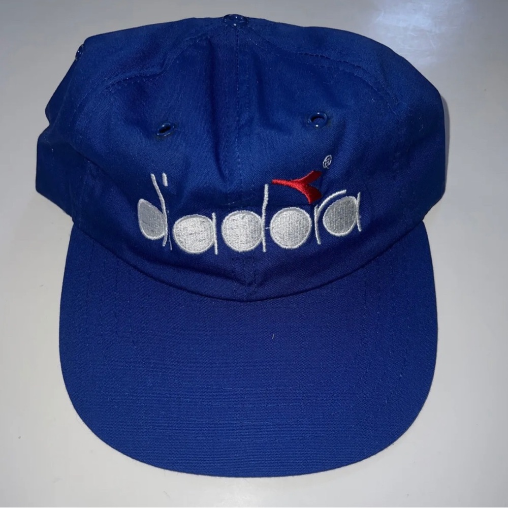 VINTAGE NEW Adult Double Diadora Blue  Cotton Blend Fitted Hat Cap OSFA Sz M/L
